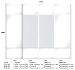 LAKEUS DESIGN Liukuovikaappi Mittatilauksena 250 X 60 X 240 Cm -Brafab Huonekalut Kauppa 445690 Lakeus komero 4 5 ovipiirros