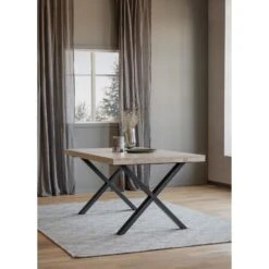 BROOKLYN Ruokapöytä 170 X 95 Cm X-mallisilla Metallijaloilla -Brafab Huonekalut Kauppa Brooklyn ruokapoyta 170 x95 X jaloilla valkotammi 119838 miljoo