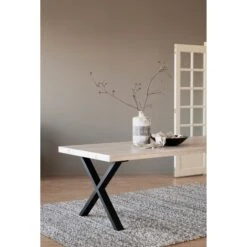 BROOKLYN Ruokapöytä 220 X 95 Cm X-mallisilla Metallijaloilla -Brafab Huonekalut Kauppa Brooklyn ruokapoyta 220 x95 X jaloilla valkotammi 119825 miljoo