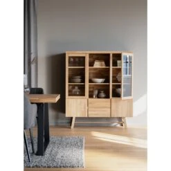 BROOKLYN Vitriini 130 Cm -Brafab Huonekalut Kauppa Brooklyn vitriini tammi 108596 miljoo