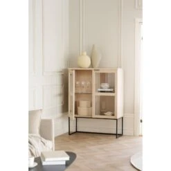 EVERETT Vitriini 95 Cm Matala -Brafab Huonekalut Kauppa Everett kaappi kuultovalko miljoo