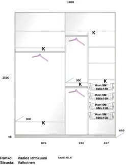 LAKEUS DESIGN Liukuovikaappi Mittatilauksena 180 X 65 X 250 Cm 11 LAKEUS DESIGN Liukuovikaappi Mittatilauksena 180 X 65 X 250 Cm -Brafab Huonekalut Kauppa Lakeus komero 14 sisusta