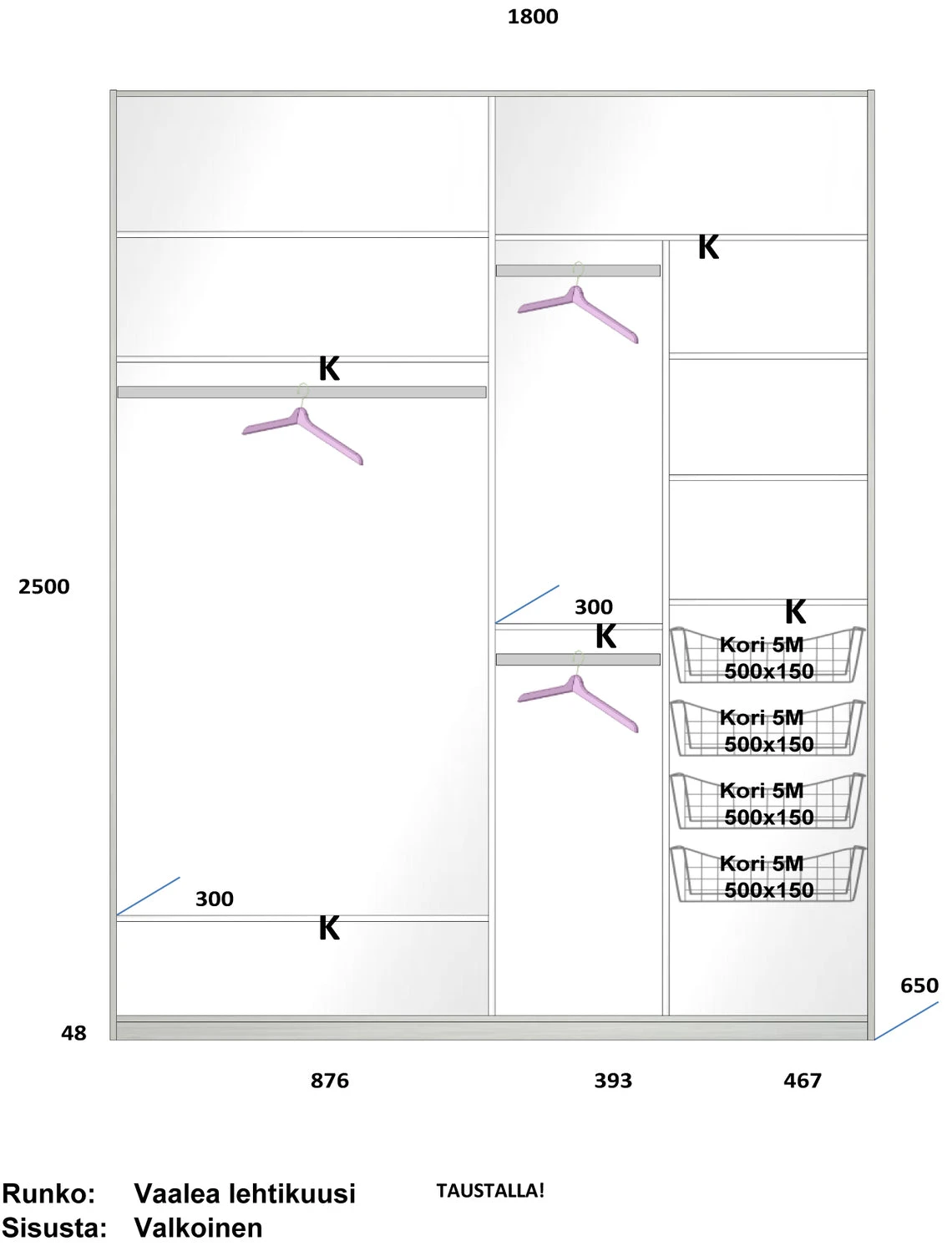 LAKEUS DESIGN Liukuovikaappi Mittatilauksena 180 X 65 X 250 Cm 5 LAKEUS DESIGN Liukuovikaappi Mittatilauksena 180 X 65 X 250 Cm - Image 3