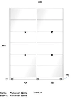 LAKEUS DESIGN Liukuovikaappi Mittatilauksena 150 X 40 X 220 Cm 11 LAKEUS DESIGN Liukuovikaappi Mittatilauksena 150 X 40 X 220 Cm -Brafab Huonekalut Kauppa Lakeus komero 19 sisusta