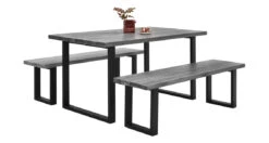 VENLA 4 Hengen Penkkiryhmä Lankkupöydällä Ja Suorilla Metallijaloilla -Brafab Huonekalut Kauppa Nauvo ryhma 150 harmaa musta