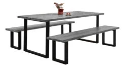 VENLA 6 Hengen Penkkiryhmä Lankkupöydällä Ja Suorilla Metallijaloilla -Brafab Huonekalut Kauppa Nauvo ryhma 200 harmaa musta