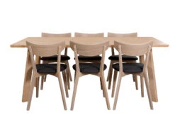 SWING/AMI 6 Hengen Ruokailuryhmä Puujalalla -Brafab Huonekalut Kauppa Swing Ami rr 1 6 viistot puujalat koivu t.harmaa