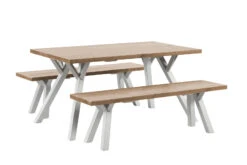 VENLA 4 Hengen Penkkiryhmä Lankkupöydällä Ja Puujaloilla -Brafab Huonekalut Kauppa Venla ryhma 150cm antiikki puujalat valkoinen